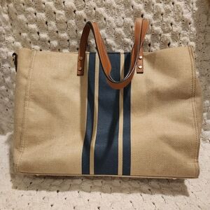 Stylish Tan and Blue Laptop Bag